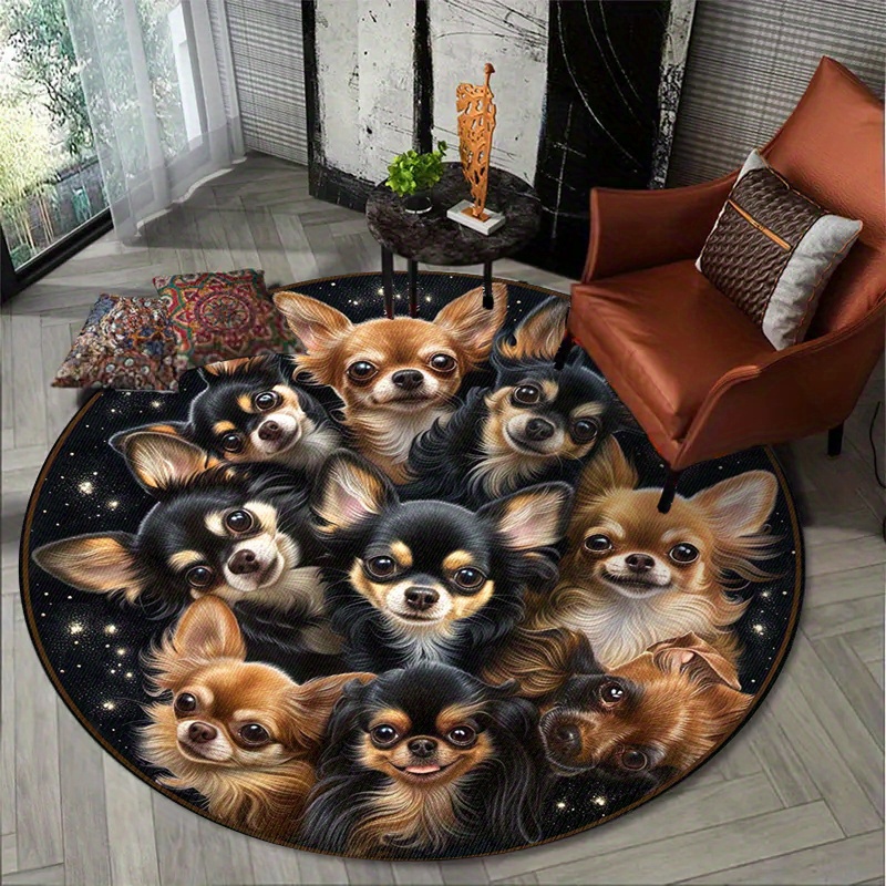 Commercial Printing House - Realistic Long Coat Chihuahua Printed Round
