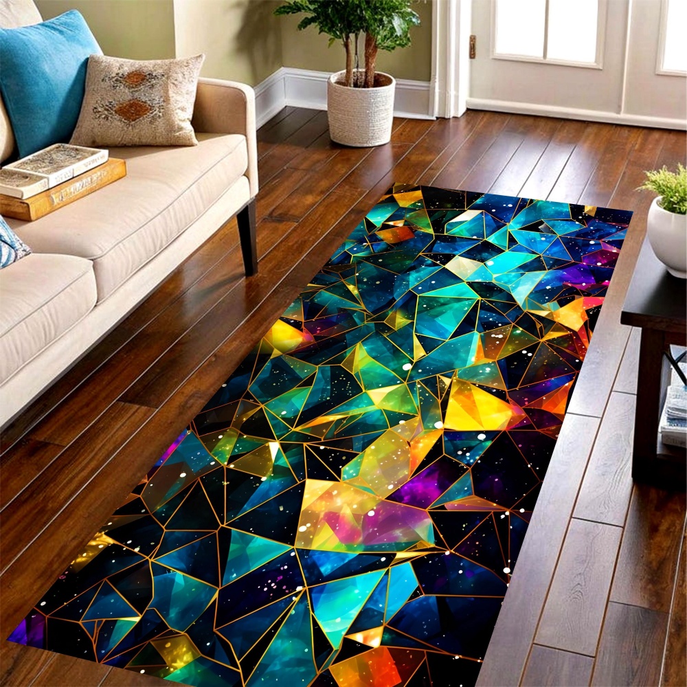 Commercial Printing House - Galaxy Crystal Triangle Long Runner Rug,color